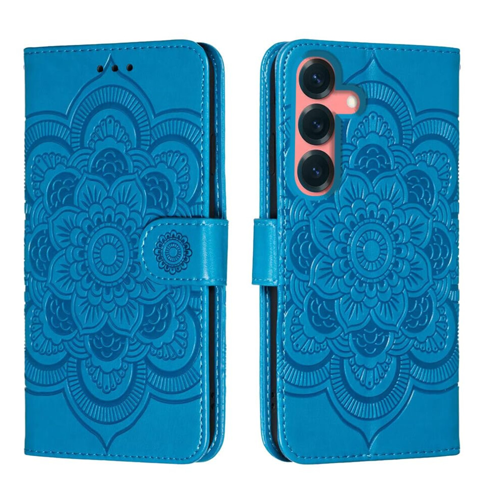 Leather Wallet Case With Card Holder Magnetic Flip Kickstand For Samsung Galaxy S25 Plus And S24 Plus Blue 9771547339908
