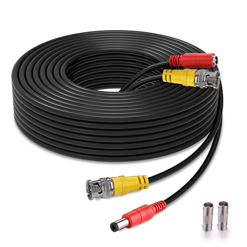 150ft BNC Security Camera Cable Black CCTV Video Power Wire for HD DVR Surveillance System