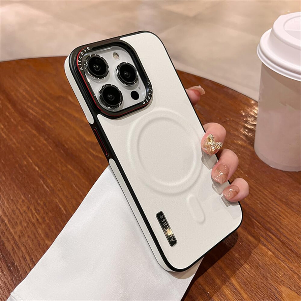 Case For Iphone 13 Pro Magnetic Leather Shockproof Bumper Wireless Charging Compatible White 9092120969368