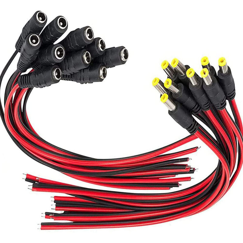 Dc Power Pigtail Cable 2.1Mm X 5.5Mm Connector Set 10 Pairs For Cctv Camera, 20Pack 9771547340294