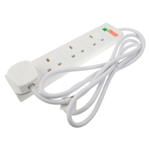 kenable Surge Protected 4 Gang Way Mains Extension Socket UK 13A White  2m
