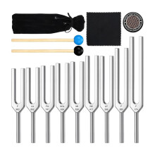Tuning Fork Set, 9 Chakra Frequencies 174hz to 963hz for Yoga & Sleep, with Activator, for Mental Focus, Relaxation