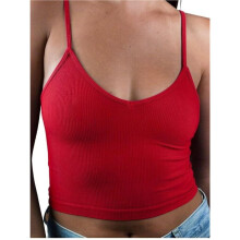 Dames Tanktop met Ronde Hals, Geribbelde Gebreide Stof, Mouwloos, 'Wife Beater' Camisole Shirt Rood XXL