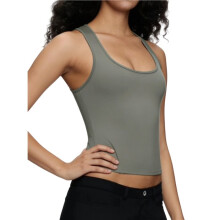 Dames Tanktop met Lage Halslijn, Racerback, Ronde Hals, Uitgaanstop, Aansluitende Basic Camisoles, Sporttopjes Grijsgroen M