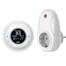 Draadloze Timerthermostaat met Stopcontact, Draagbaar Thermostaatstopcontact voor Verwarmings- of Koelapparaten, EU-Stekker