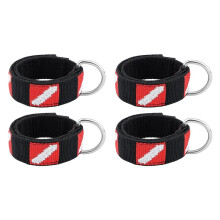 4-Delige Set Polsbandjes voor Duikers, Verstelbare Polsband met Roestvrijstalen D-Ring, voor Duiklampen, Zaklampen en Camera'S