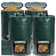 4pcs 34 Gallon Heavy Duty Foldable Yard Waste Bags with Zipper Lid and Handles, Ideal for Outdoor Debris and Composting