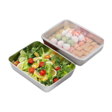 Stainless Steel Rectangular Food Storage Pan with Lid for Fresh Lunch