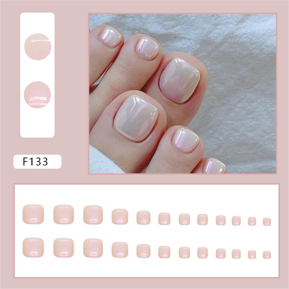 Penghui-Toys White (Jelly Glue Model) Short Square Press-On Toe Nails For Women