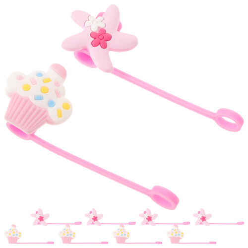 10St PVC Rietdeksels Roze Herbruikbare Rietjesdop 2