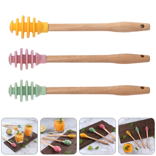 1 set 3 pcs silicone honey dippers stirring sticks assorted color 2