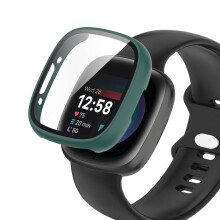 Green TPU Case with Screen Protector, AntiCollision and AntiFog for Fitbit Versa 4/Sense 2