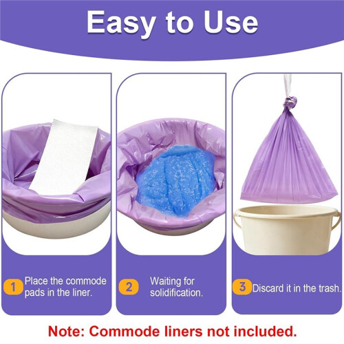 200 Commode Absorbent Pads for Bedside Commode Liners, Disposable Commode Liners Pads with Absorbent Gel 2