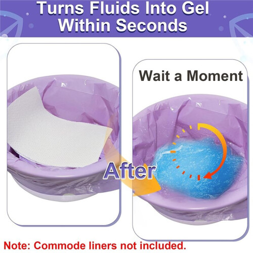 200 Commode Absorbent Pads for Bedside Commode Liners, Disposable Commode Liners Pads with Absorbent Gel