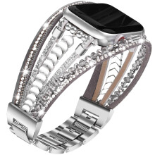 Leather Wrap Bracelet Band Glitter Beaded Boho Multilayer Strap for Apple Watch 45mm 44mm 42mm 40mm 38mm