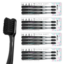 Ultra Soft Toothbrush 12 Pack Black with 6500 Bristles Ergonomic Head and Travel Cover for Sensitive Teeth