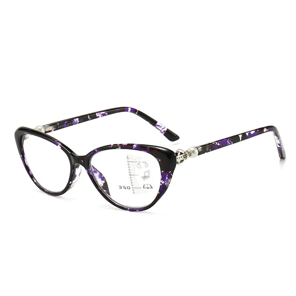 Blue/Light/Purple Progressive Reading Glasses For Women Cat Eye Blocking 2.5X Magnification