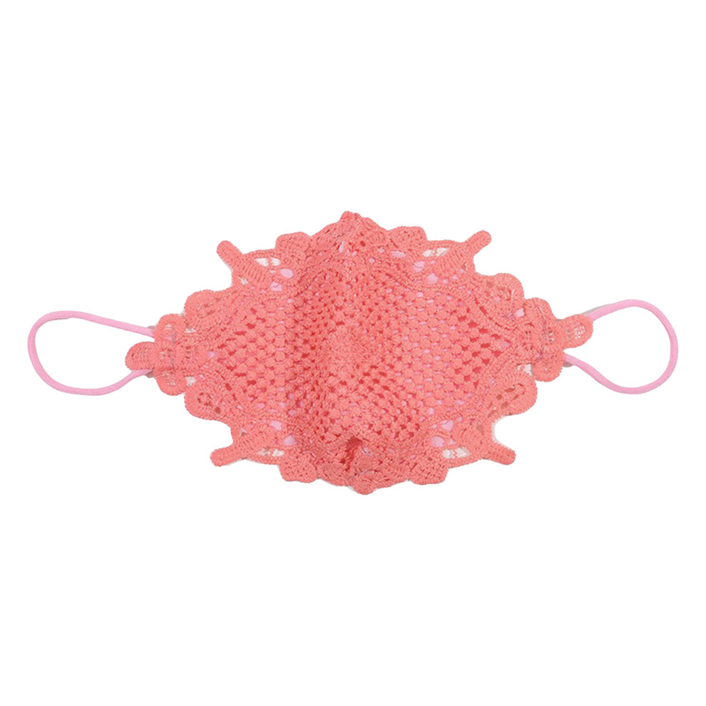 (Pink) Washable Lace Mask With Adjustable Loops 6001832535290