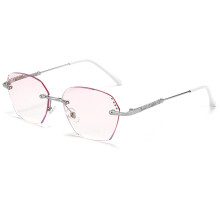 Rimless Reading Glasses for Women Blue Light Blocking Silver Ultralight Metal Frame 1.0x