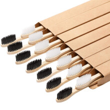 Bamboo Toothbrush Set 14 Pcs Biodegradable BPA Bristles Eco Friendly Family Pack for Adults
