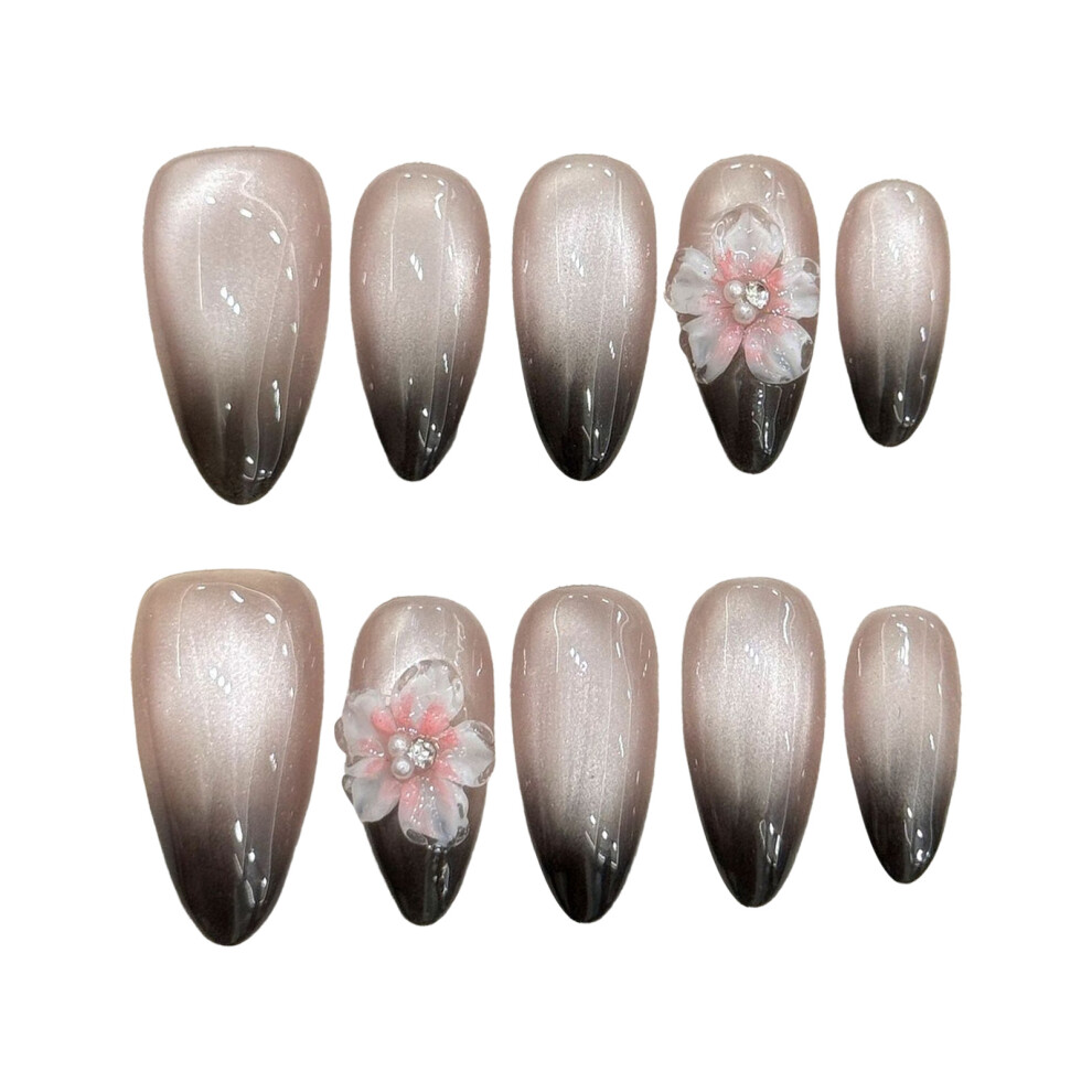 Reach-Tools (Xs) 10Pcs Pink Fake Nails W/ Black Gradient Tips
