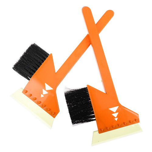 2Pcs Orange ABS Ice Scraper with Nylon Brush Car Snow Removal Tool 2