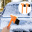 2Pcs Orange ABS Ice Scraper with Nylon Brush Car Snow Removal Tool 4
