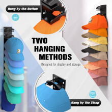 (Black, 2pcs) Baseball Cap Organizer for Closet Doors