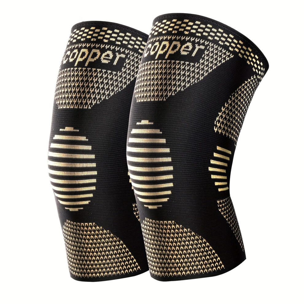 Copper Knee Brace 2 Pack for Arthritis Pain Relief, Compression Sleeve for Meniscus Tear Support