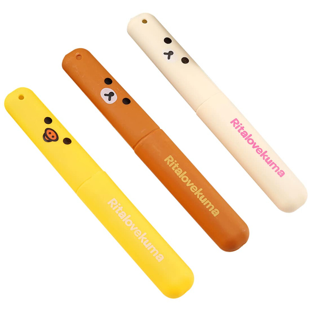 3 Pack Toothbrush Travel Case with Secure Snap Closure, Lightweight Holder for Camping