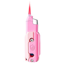 Pink Windproof Butane Lighter with Foldable Radish Design for Cigarettes and Outdoor Use