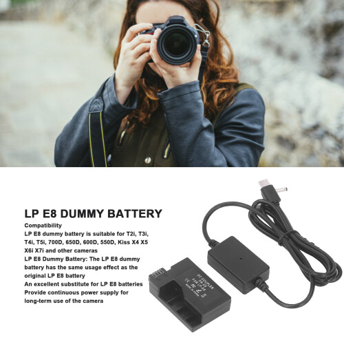 Dummy Battery Kit Type-C ABS 3.0x1.1mm for T2i/T3i 2