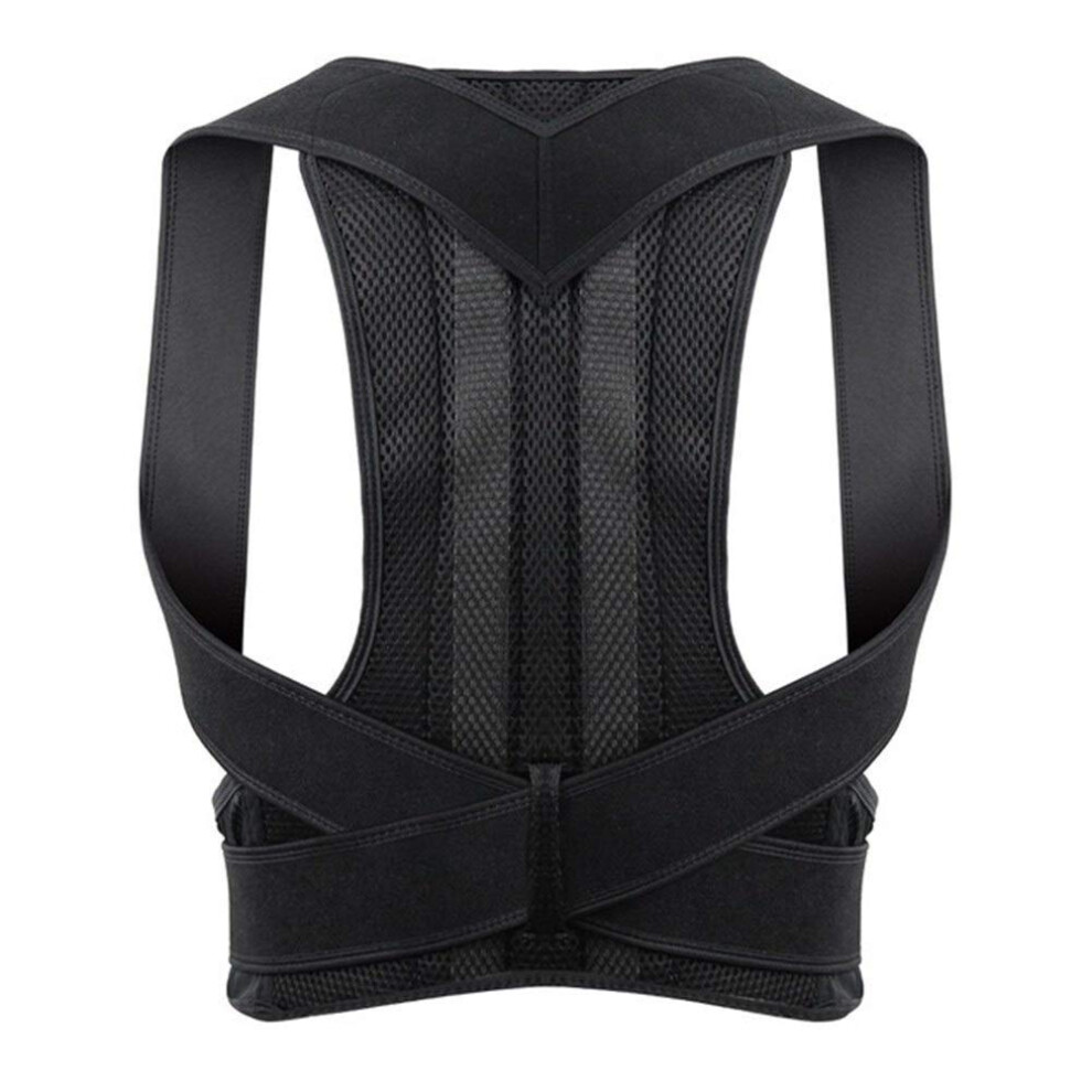 Black Adjustable Posture Corrector Back Support Brace For Men, Ergonomic Shoulder Alignment, Small