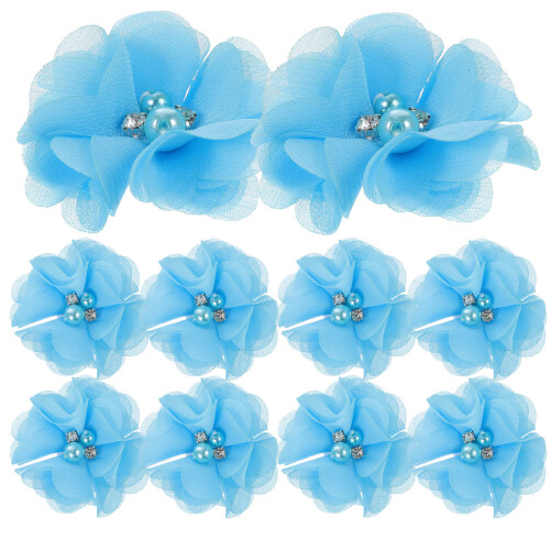 30Stk Perlmutt Chiffon Blume PP Hand Nähen Blau 1