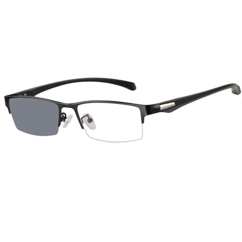 Men's Photochromic Multifocus Reading Glasses +2.25 Black Frame 3âZone Lenses AutoâDarkening
