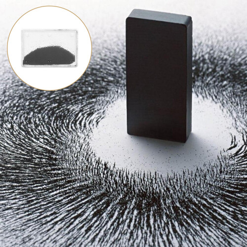caixa didática com limalha de ferro para experimentos de magnetismo 1