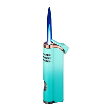 Torch Lighter Gradient Blue Windproof Adjustable Jet Flame Refillable Metal Butane for Outdoor
