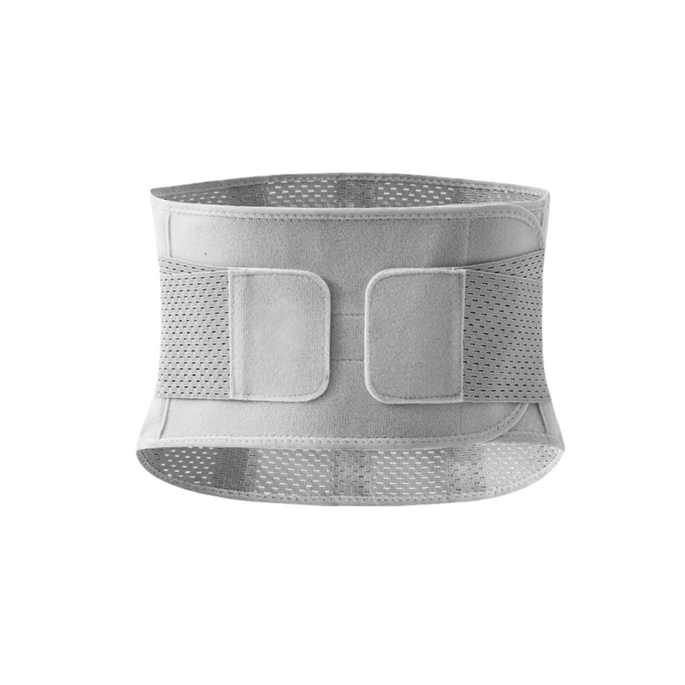 Gray Breathable Back Support Belt With Adjustable Compression Straps For Targeted Lumbar Relief