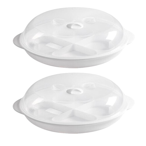 2Pcs White PP Egg Poacher Cookware Microwave Egg Cooker for Home Use 1