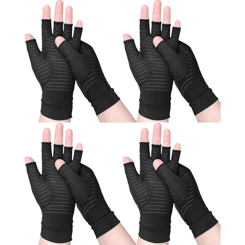 Medium Copper Compression Gloves for Arthritis Pain Relief, Fingerless Support for Carpal Tunnel