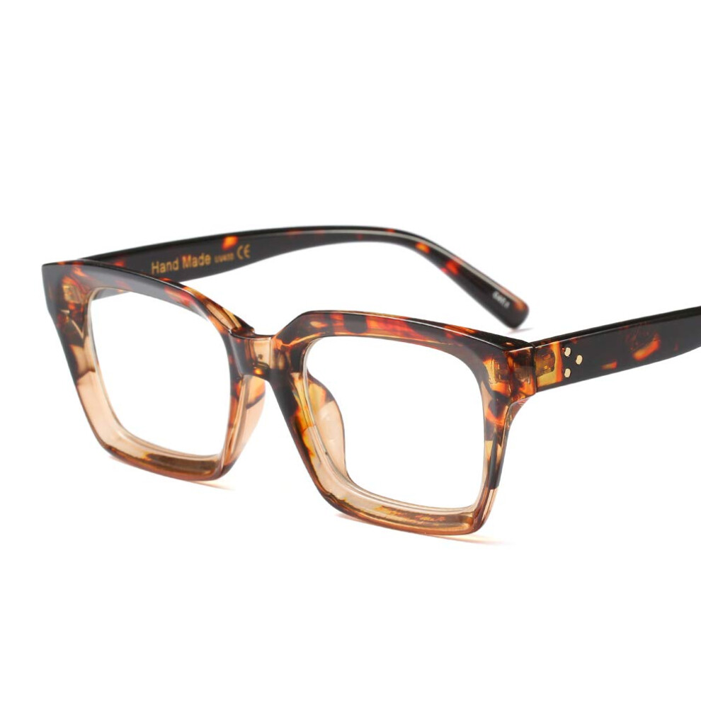 Reading Glasses 2.5x Clear Magnification Square Frame Leopard Print for Men and Women
