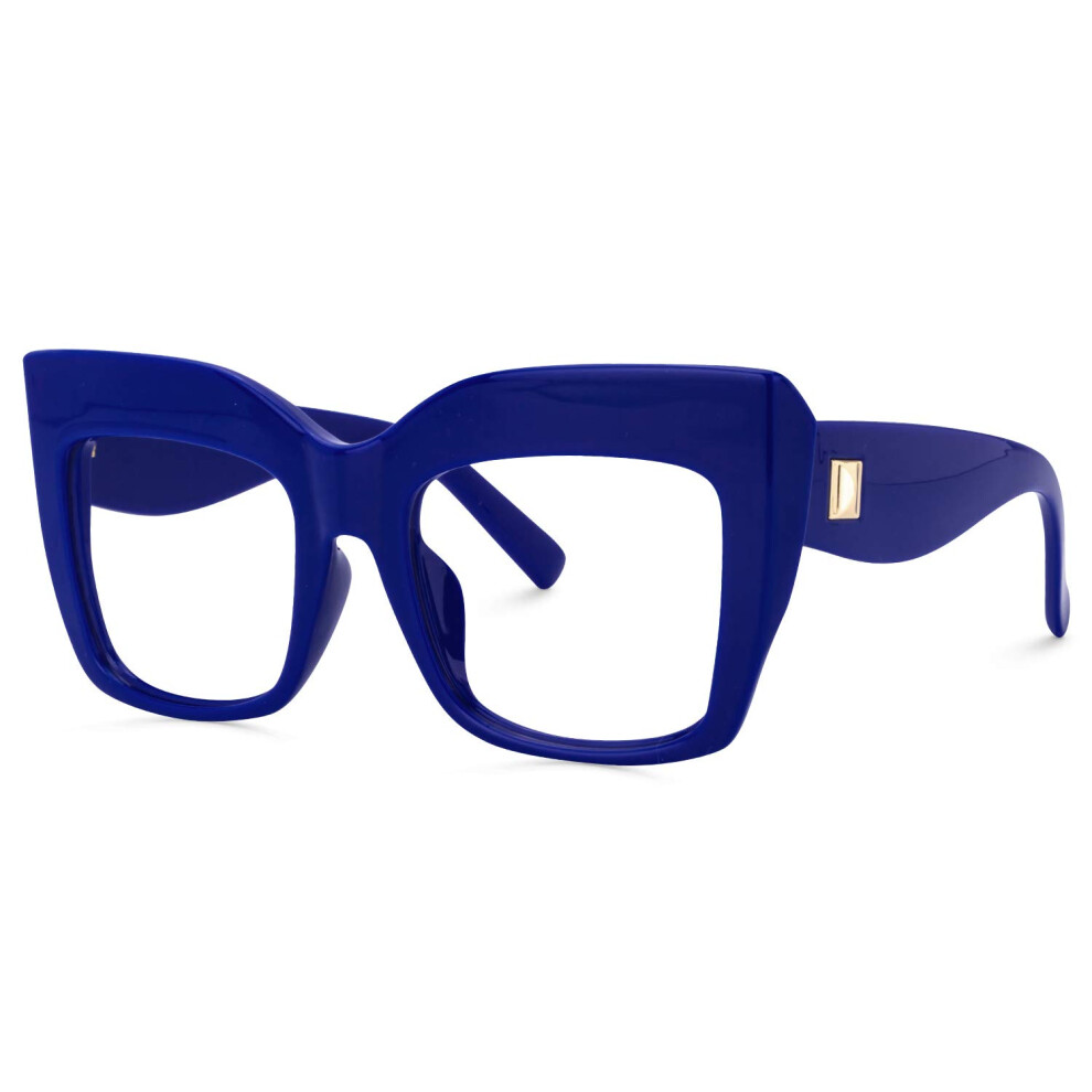 Blue Light Blocking Glasses for Women UV Protection Modern Square Blue Frame Eyeglasses FP066807