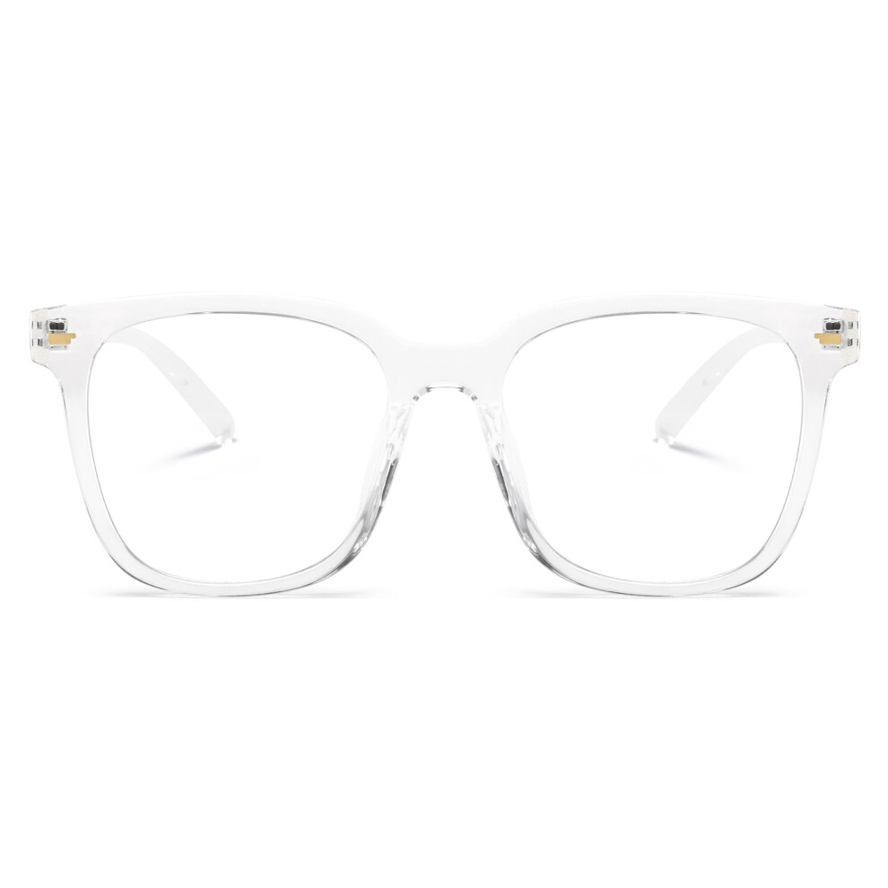 Blue/Light Oversized Square Blocking Computer Glasses With Clear Antiglare Lenses For Women And Men
