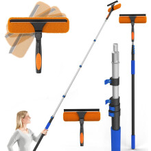 26FT Telescopic Window Squeegee Cleaning Kit with 2 in 1 Design and Adjustable Head for Windows