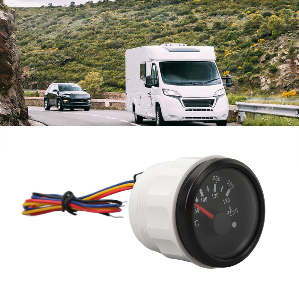 52Mm Oil Temp Gauge Dc9-32V Double Scale For Rv Yacht Boat Cover Black 8461388900146