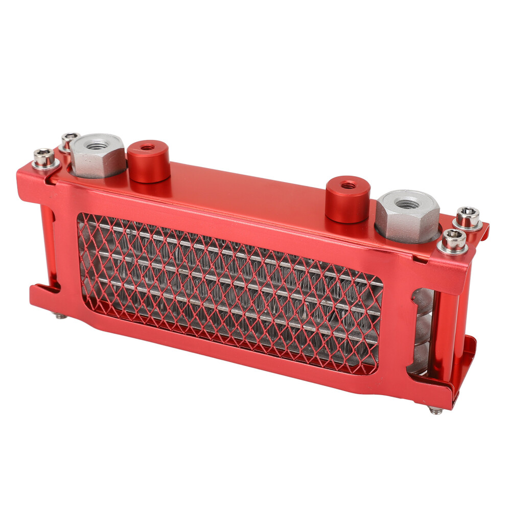 Aluminum 4-Row Motorcycle Oil Cooler Kit For 50Cc-110Cc Bikes Red 9461388900176