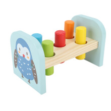 Bunter Holzhammer-Werkbank für Kinder, Eulenmuster, Kiefernholz