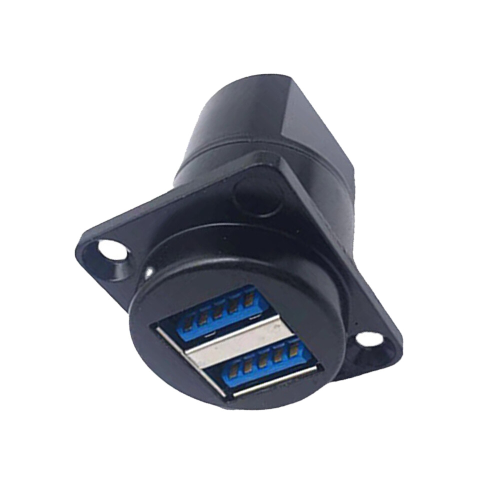 Usb 3.0 Dual A Port Female To Female Panel Mount Socket, Case Black 8761388920978