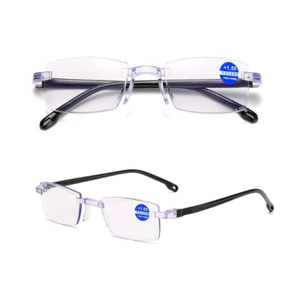 Blue/Light Blocking Reading Glasses +2.00 For Seniors With Progressive Dualuse Sapphire Lenses