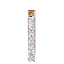 USB Rechargeable Windproof Electric Arc Lighter with Moisture Proof Design, Shiny Silver Finish